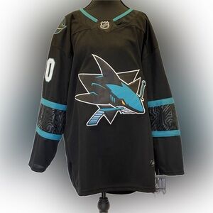 San Jose Sharks Black and Teal Hockey Jersey
